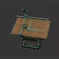 Professional Drafting Table With Wooden Top Metal Stand And Drawing Tools