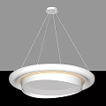 Modern White Circular Pendant Light With Glowing Design Hanging From Ceiling 3d model