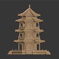 Traditional Chinese Multi tiered Pagoda With Ornate Eaves Stone Steps And Decorative Base