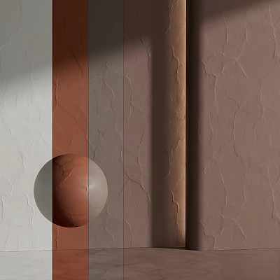 Spherical Component Set Against White And Brown Textured Walls Modern Interior Design 3d model