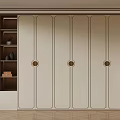 Modern Wardrobe Interior Design With Vertical Lines Circular Handles And Open Shelving 3d model