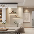 Modern Living and Dining Room Interior With Sofa Coffee Table Wall Art Pendant Light and Plants