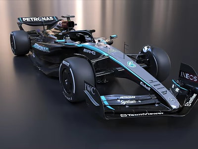 Mercedes F1 Racing Car With Petronas Livery And Streamlined Black Blue Design 3d model