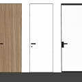 Modern Hinged Doors Design With Wooden Stripe White Slab And Striped Glass Handles
