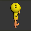 Cute Yellow Cartoon Character Creature With Smiling Face Big Eyes Round Body And Orange Limbs
