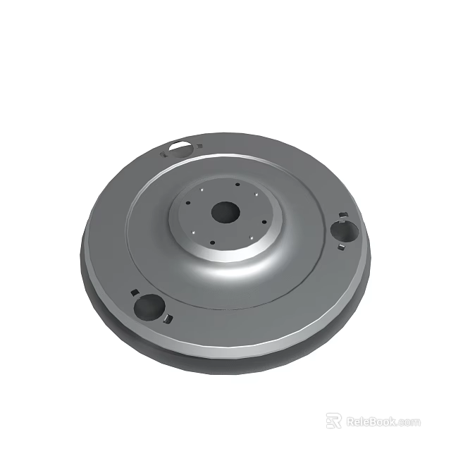 Industrial Metal Disc Component With Central Holes And Edge Mounting Features 3d model 