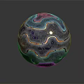 Transparent Tech Equipment Sphere With Intricate Surface Patterns And Colored Markers 3d model