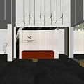 Modern Front Desk Reception Area With Logo Backdrop And Decorative Lighting 3d model