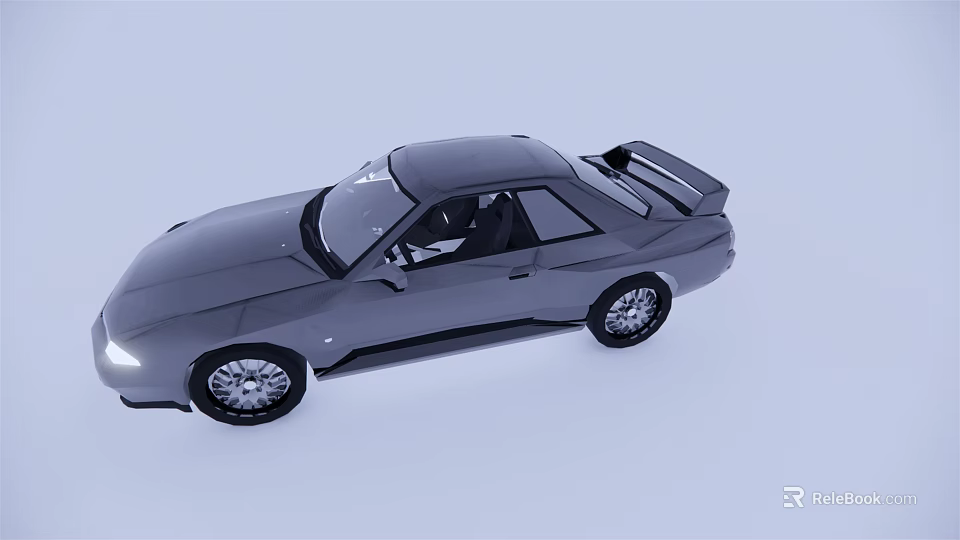 Gray Modern Two Door Sports Car With Sleek Body Lines And Silver Wheels 3d model 