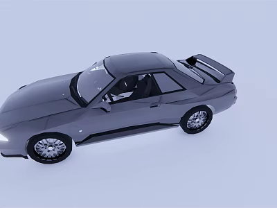 Gray Modern Two Door Sports Car With Sleek Body Lines And Silver Wheels 3d model