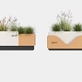 Modern Garden Planters With Two Tone Design And Decorative Grasses For Outdoor Decor