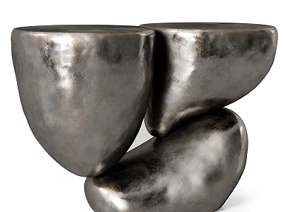 Modern Silver Metallic Side Table With Sculptural Stacked Irregular Shapes 3d model