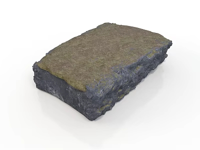 Wooden Stone Block With Natural Green Moss Covered Surface Durable Material 3d model