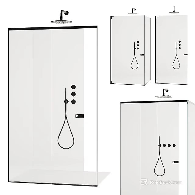 Modern Shower Sauna Interior Design With Glass Door Control Panel And Shower Head 3d model 