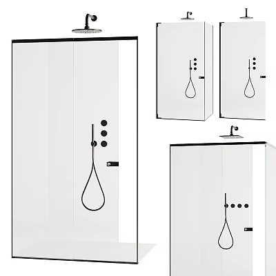 Modern Shower Sauna Interior Design With Glass Door Control Panel And Shower Head 3d model