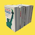 Stack of Various Books With Colorful Covers and Titles on Yellow Background