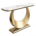 Elegant Modern Dressing Table With Marble Top And Golden Circular Metal Base