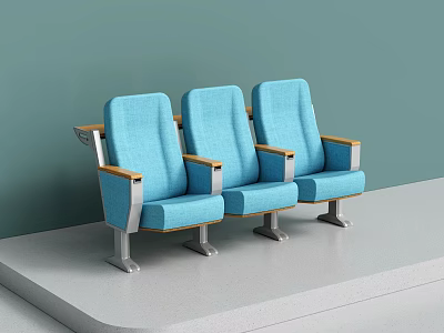 Modern Blue Upholstered Single Chair With Wooden Armrests And Metal Legs For Indoor Use 3d model