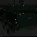 Green Wheeled Tank With Top Mounted Weapon System And Multiple Large Wheels On Dark Background