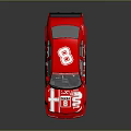 Red Race Car With Number 8 Exterior And Stylish Rear Spoiler Design