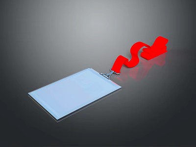Clear ID Card Holder With Red Lanyard For Professional Use And Secure Clip Design 3d model