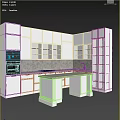 Modern Kitchen With Gray Cabinets Island Stone Backsplash And Appliances