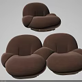 Modern Brown Rounded Sofa Set with Plush Velvet Upholstery and Comfortable Seating