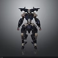 Futuristic Humanoid Mechanical Robot Character With Blue Armor Gold Accents And Shoulder Plates Design