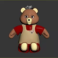 Cute Teddy Bear Shaped Kids Chair With Red And Beige Design And Grey Hair Details