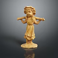 Woman Statue in Flowing Dress with Flower Crown Holding Poles on Pedestal and Reflection