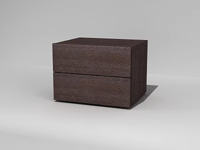 Dark Brown Wooden Nightstand with Two Drawers and Simple Modern Design 3d model
