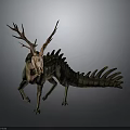 Mythical Creature Character With Antlered Head Scaled Body And Long Tail 3d model