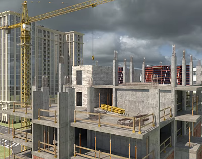 Construction Site Reinforced Cement City Planning Industrial Equipment Crane Crane 3d model