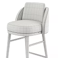 Modern Beige Fabric Bar Stool With Woven Backrest And Black Metal Legs