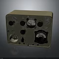 Vintage Weapon Control Panel In Military Green With Knobs Gauges And Worn Details 3d model