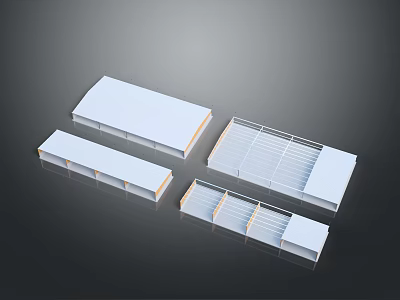 White Modern Modular Storage Components With Rectangular Shelves And Grid Design Units 3d model