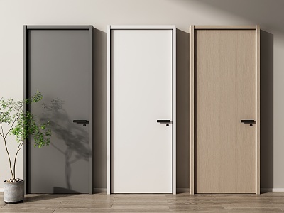 Modern Bedroom Door Room Door Single Door Swing Door Solid Wooden Door Room Door Soundproof Door Composite Door 3d model