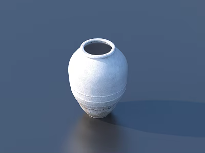 White Ceramic Vase With Textured Surface On Dark Background Showing Reflection 3d model