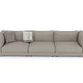 Comfortable Modern Light Gray Three Seater Fabric Sofa With Decorative Pillows 3d model