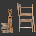 Vintage Wooden Single Chair with Woven Seat and Rustic Frame Design for Home Use