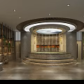 SPA Sauna Locker Room Interior With Wooden Lockers Chandeliers Mirrors And Benches