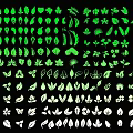 Various Leaf Shaped Pendants With Green And White Nature Inspired Designs