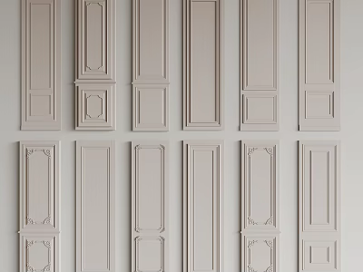 Various Wall Paneling Designs in Light Colors for Interior Decoration 3d model