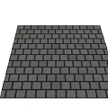Outdoor Paved Ground With Gray Square Pavers And Green Grass Growing Between Gaps