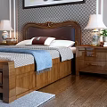 Classic Bedroom Interior Background Double Bed Wooden Frame Leather Headboard Bedside Tables Lamps Green Plant