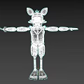 Red Fox Robot With Damaged Body Hook Hand And White Mechanical Legs