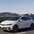White Volkswagen Golf GTI 5 Door Hatchback With Sporty Design On Mountain Road