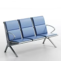 Modern Blue Triple Seat Public Chair With Metal Frame And Minimalist Design