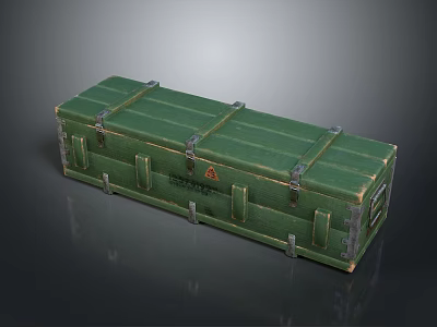 Green Wooden Storage Box With Metal Clasps For Organizing Daily Necessities 3d model