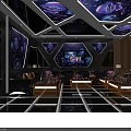 Luxurious KTV Interior With Modern Lighting Comfortable Sofas Large Screen And Sound System 3d model
